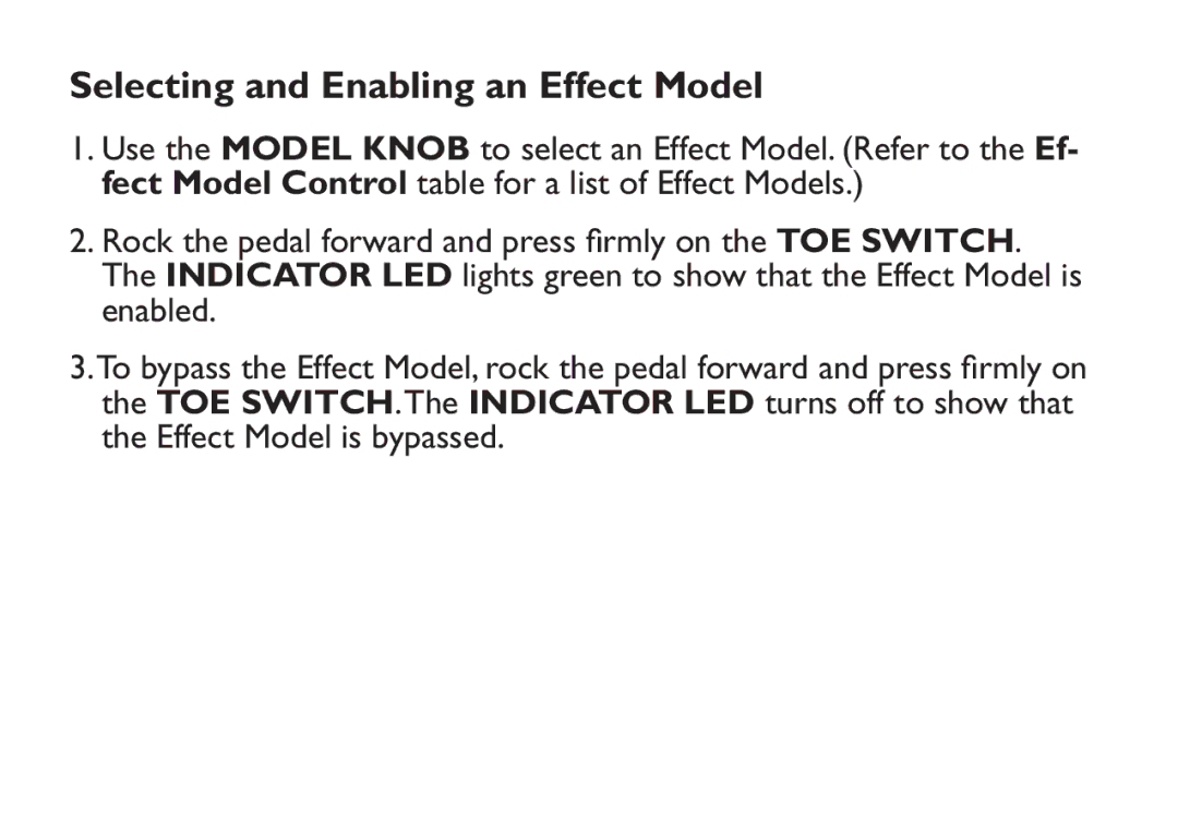 DigiTech EX-7 manual Selecting and Enabling an Effect Model 