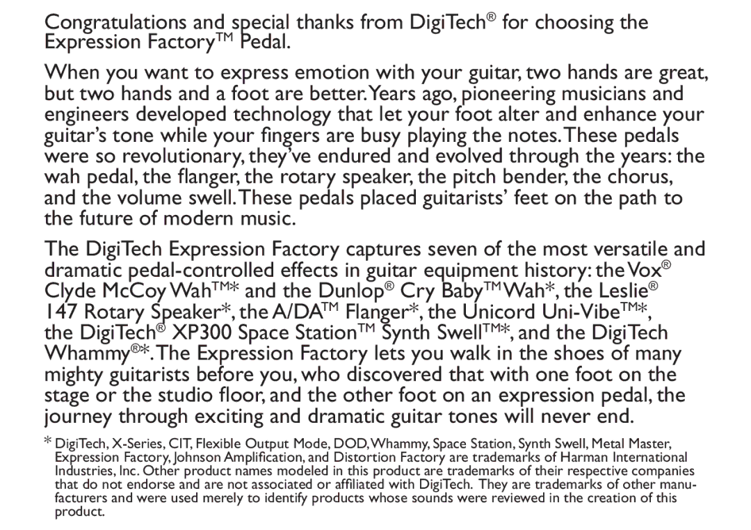 DigiTech EX-7 manual 