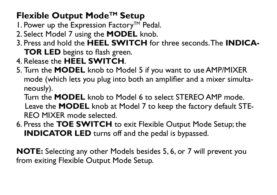 DigiTech EX-7 manual Flexible Output ModeTM Setup 