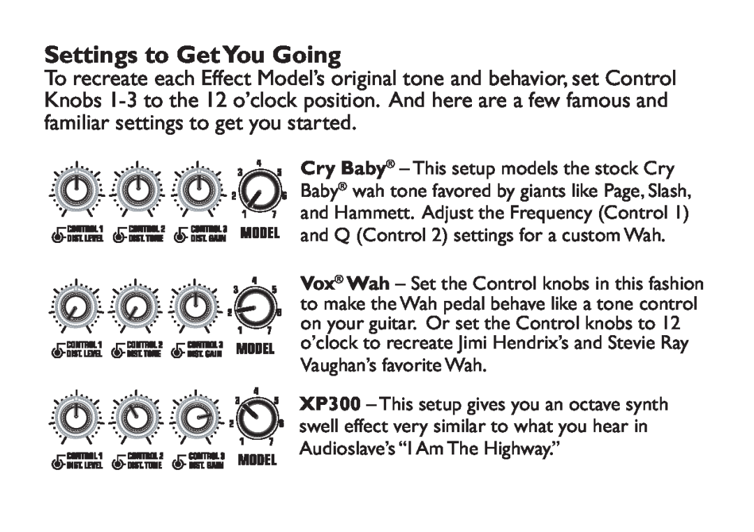 DigiTech EX-7 manual Settings to GetYou Going 