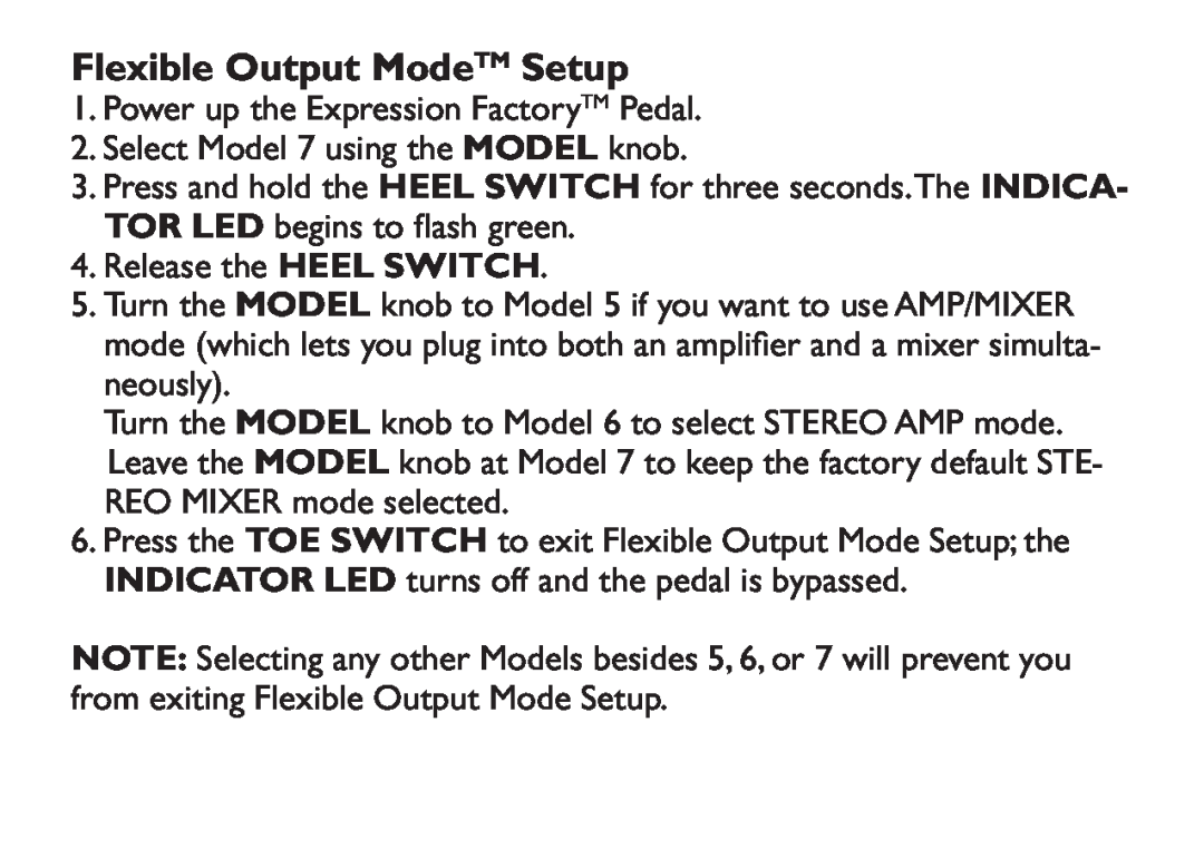 DigiTech EX-7 manual Flexible Output ModeTM Setup 