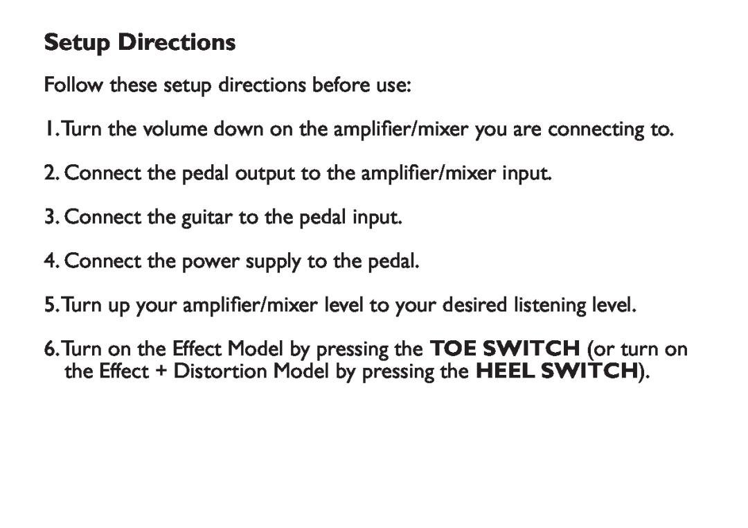 DigiTech EX-7 manual Setup Directions 
