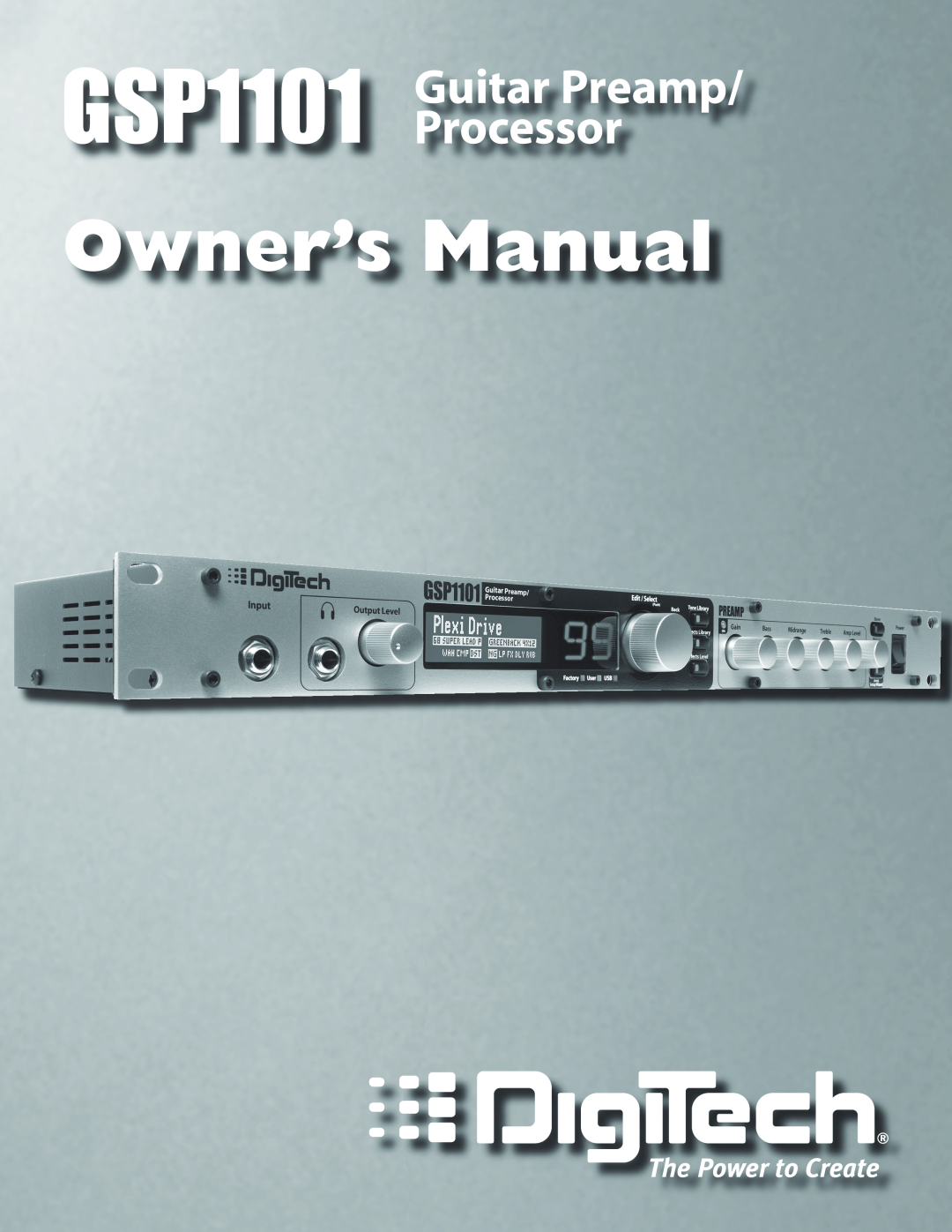 DigiTech owner manual GSP1101 Guitar Preamp/ Processor 