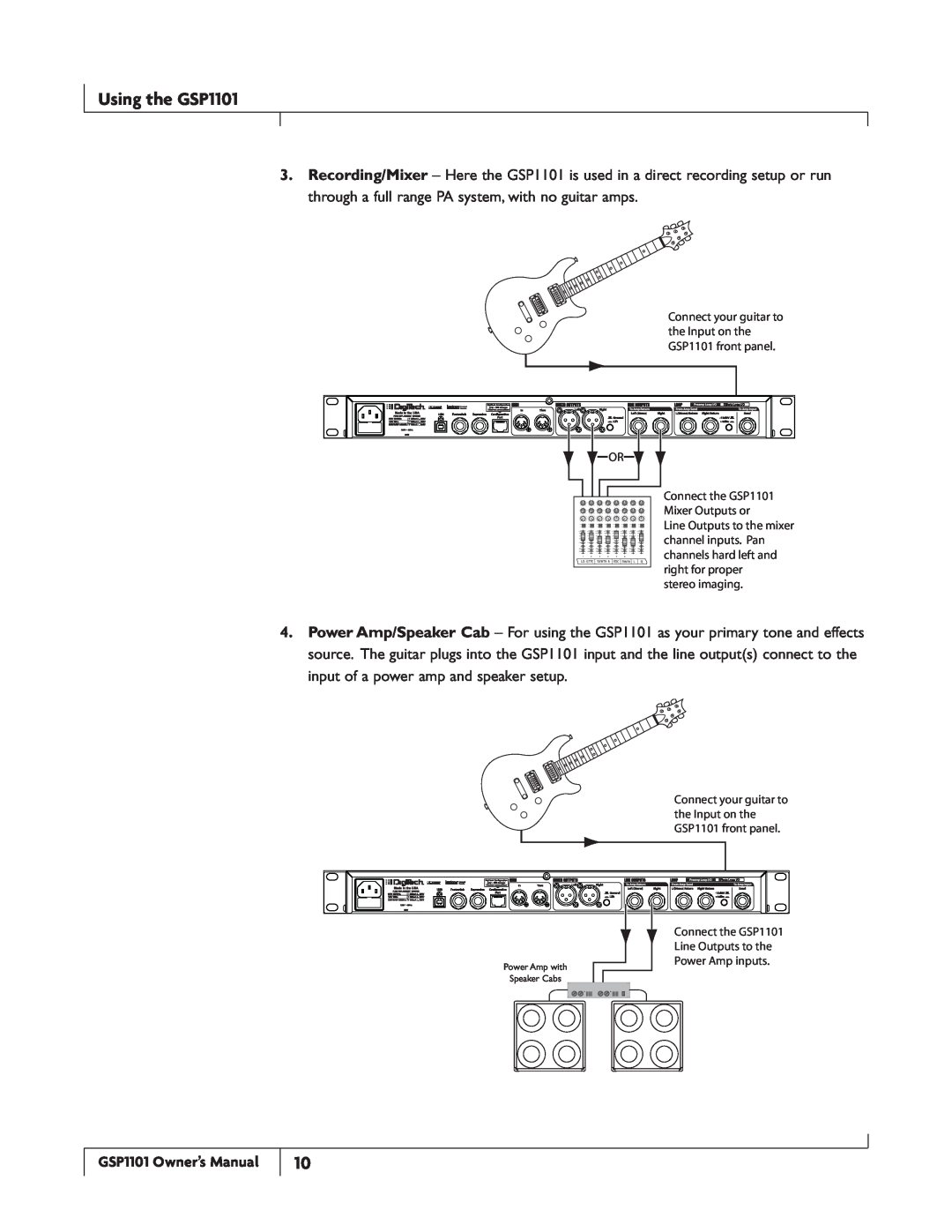 DigiTech owner manual Using the GSP1101, stereo imaging 