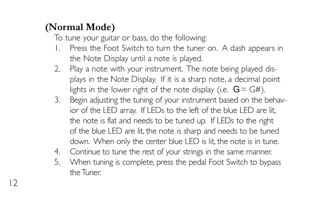 DigiTech HT-2 manual Normal Mode 