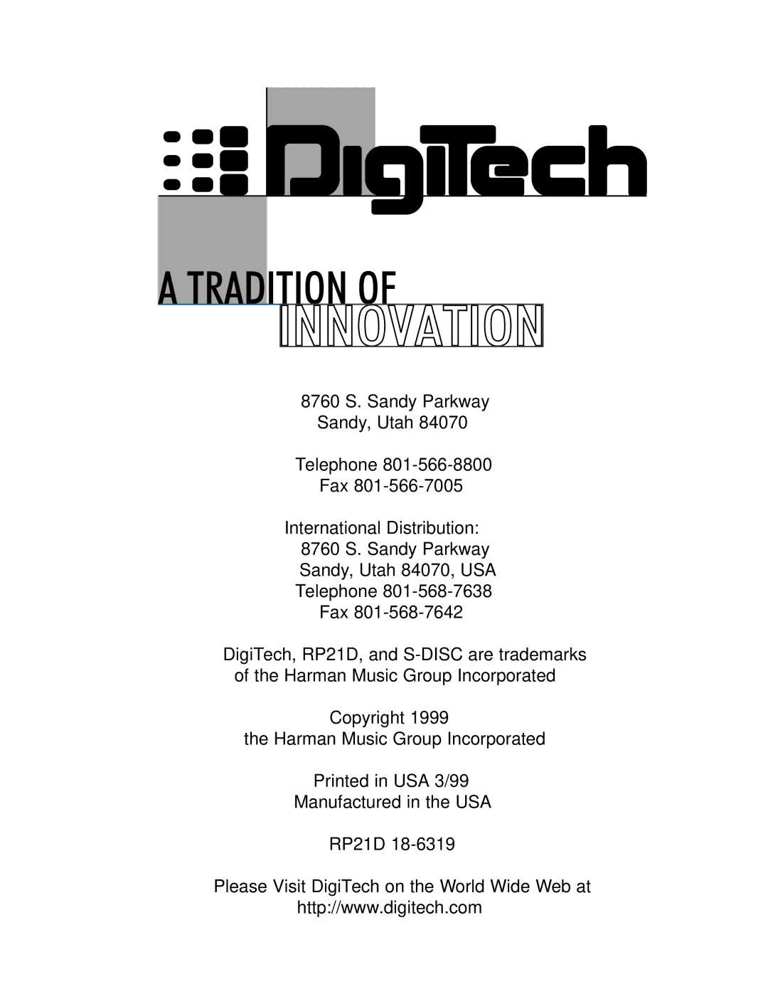 DigiTech RP21D manual 