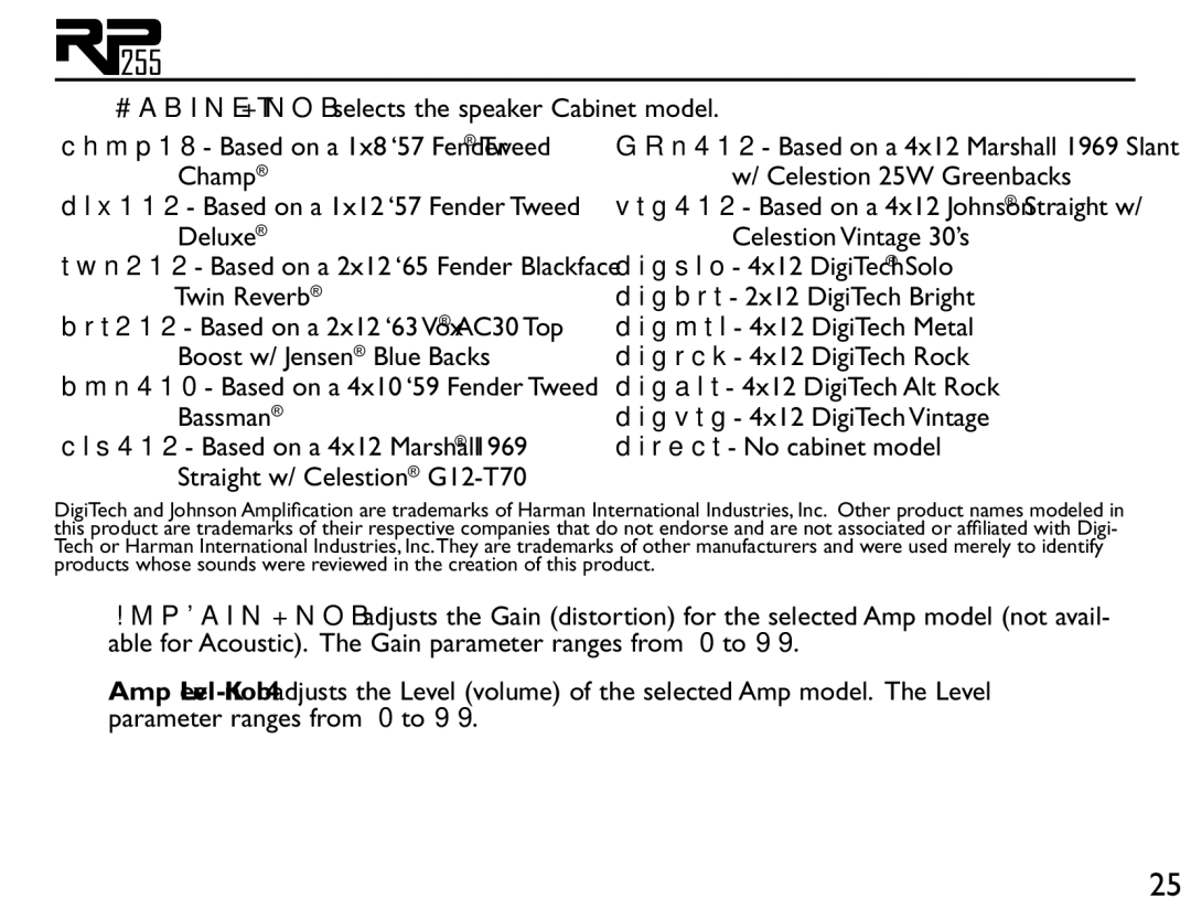 DigiTech RP255 owner manual Bmn410 Based on a 4x10 ‘59 Fender Tweed Bassman 