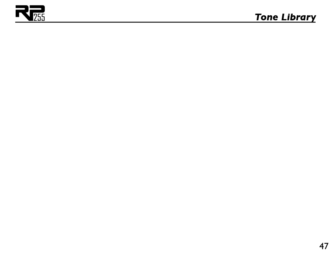 DigiTech RP255 owner manual Tone Library 