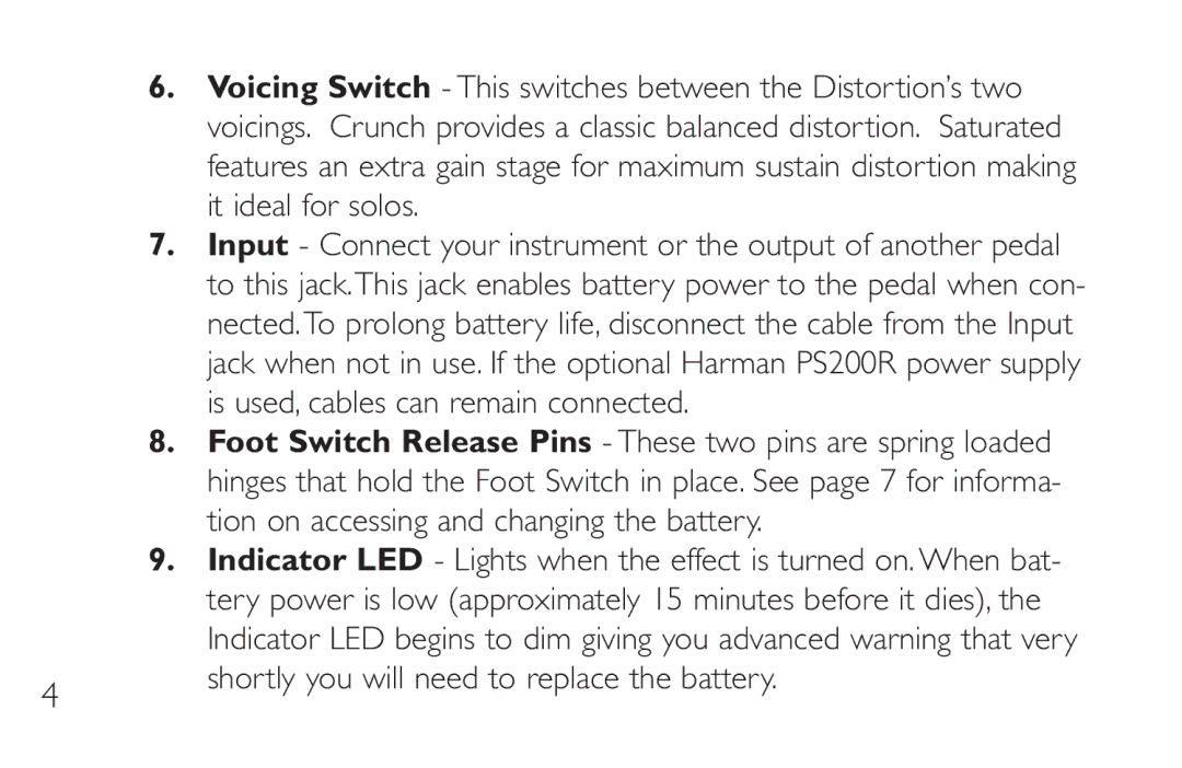 DigiTech SC-2 manual  shortly you will need to replace the battery 