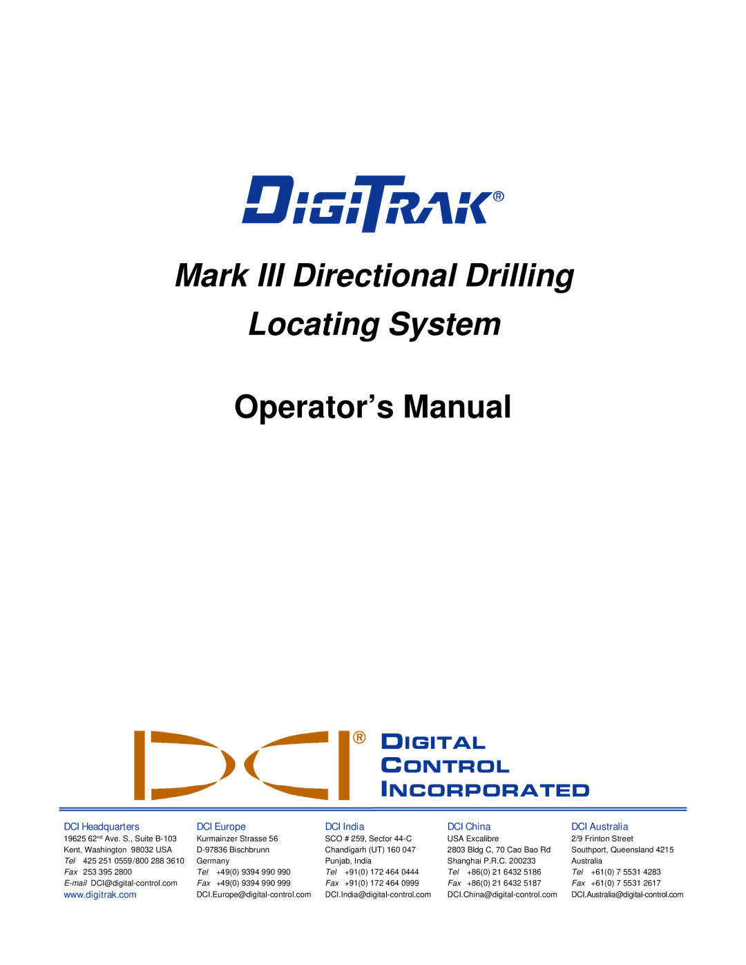 Digitrex 3-3000-00a-F manual Mark III Directional Drilling Locating System 