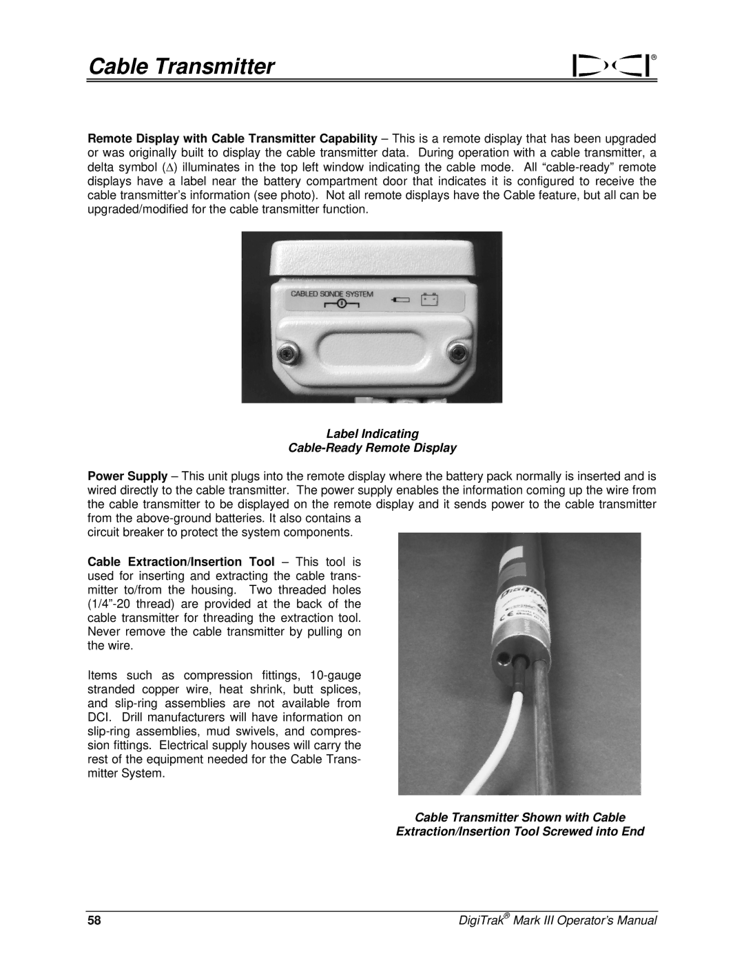 Digitrex 3-3000-00a-F manual Cable Transmitter, Label Indicating Cable-Ready Remote Display 