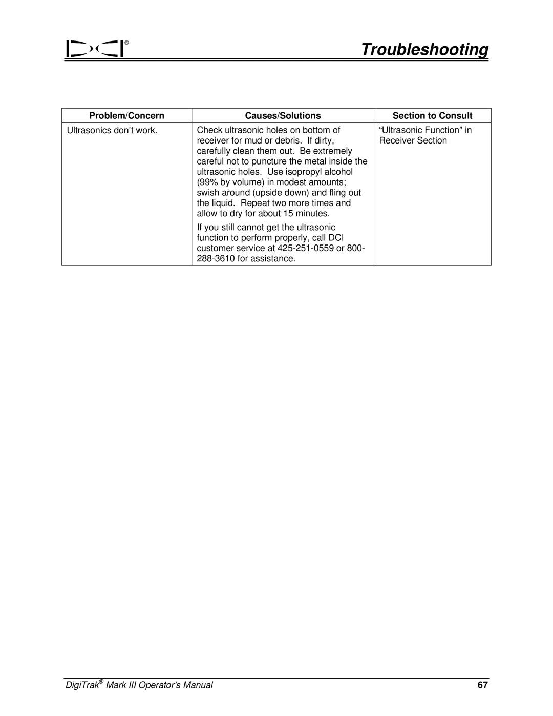 Digitrex 3-3000-00a-F manual Troubleshooting 