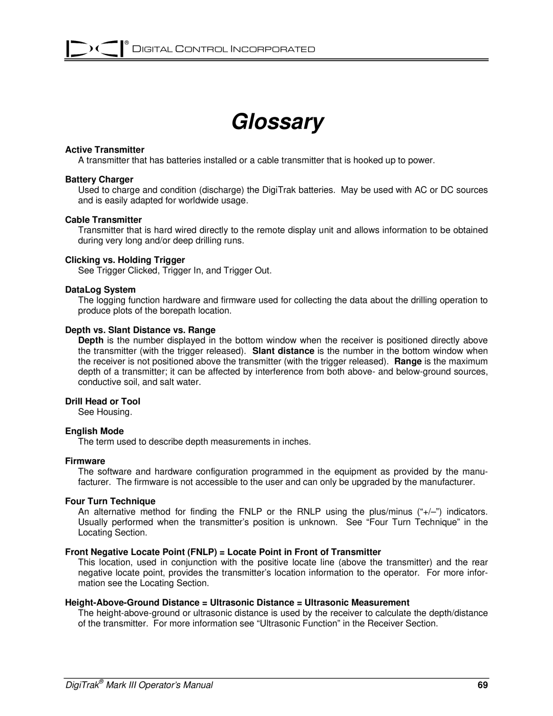 Digitrex 3-3000-00a-F manual Glossary 