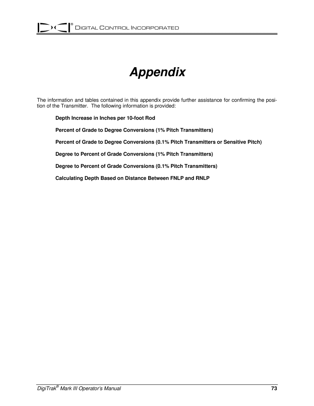 Digitrex 3-3000-00a-F manual Appendix 