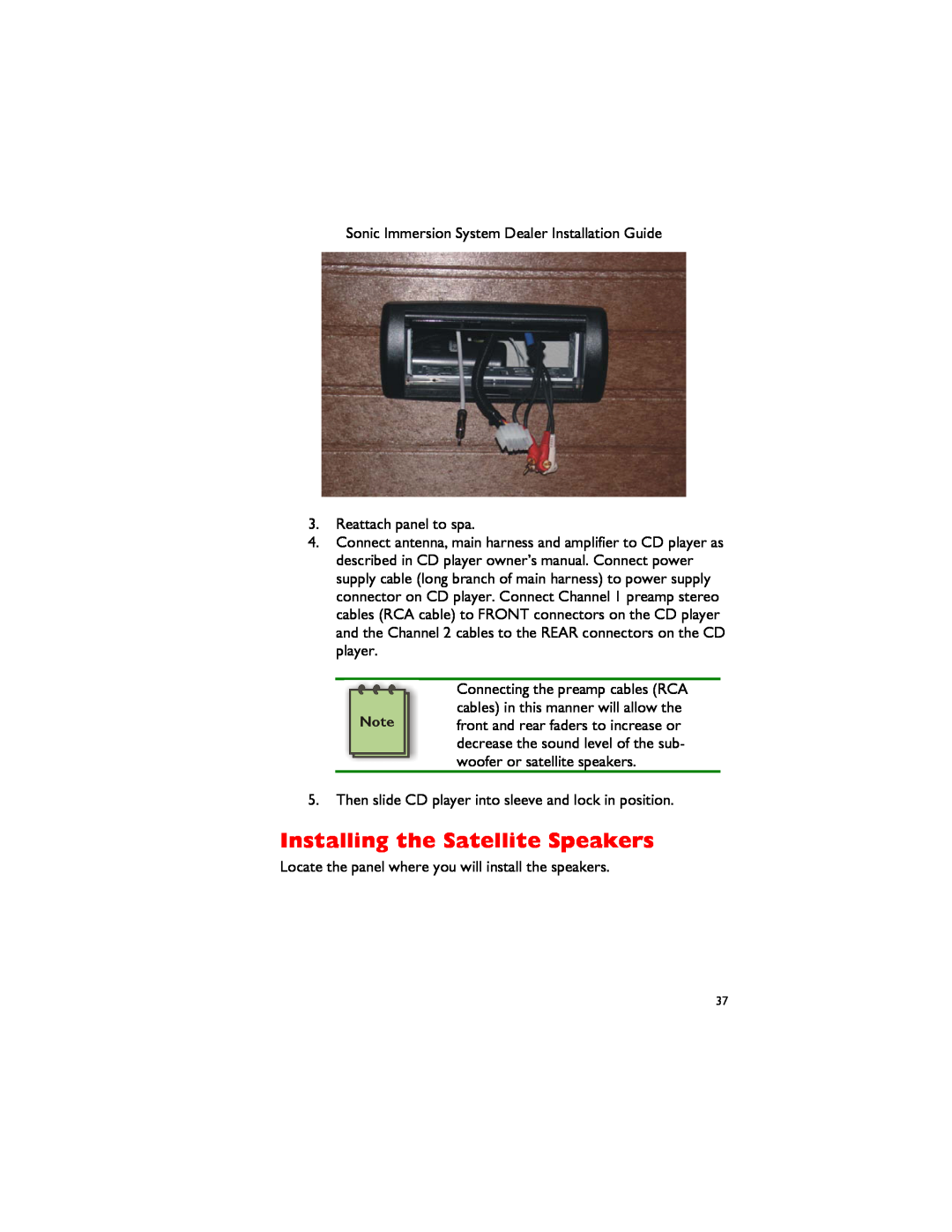 Dimension One Spas 01510-1030 manual Installing the Satellite Speakers 