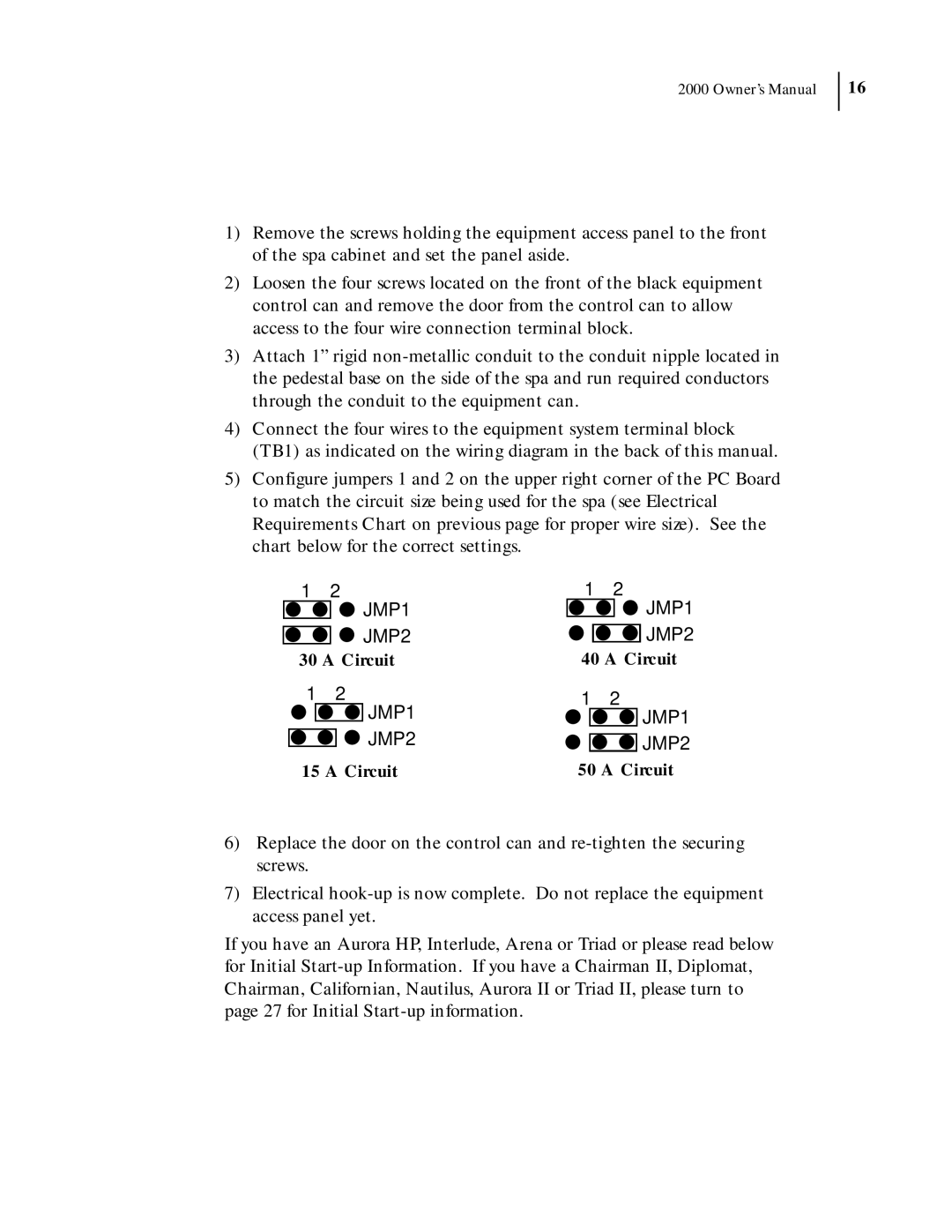 Dimension One Spas 2000 Model manual Circuit 