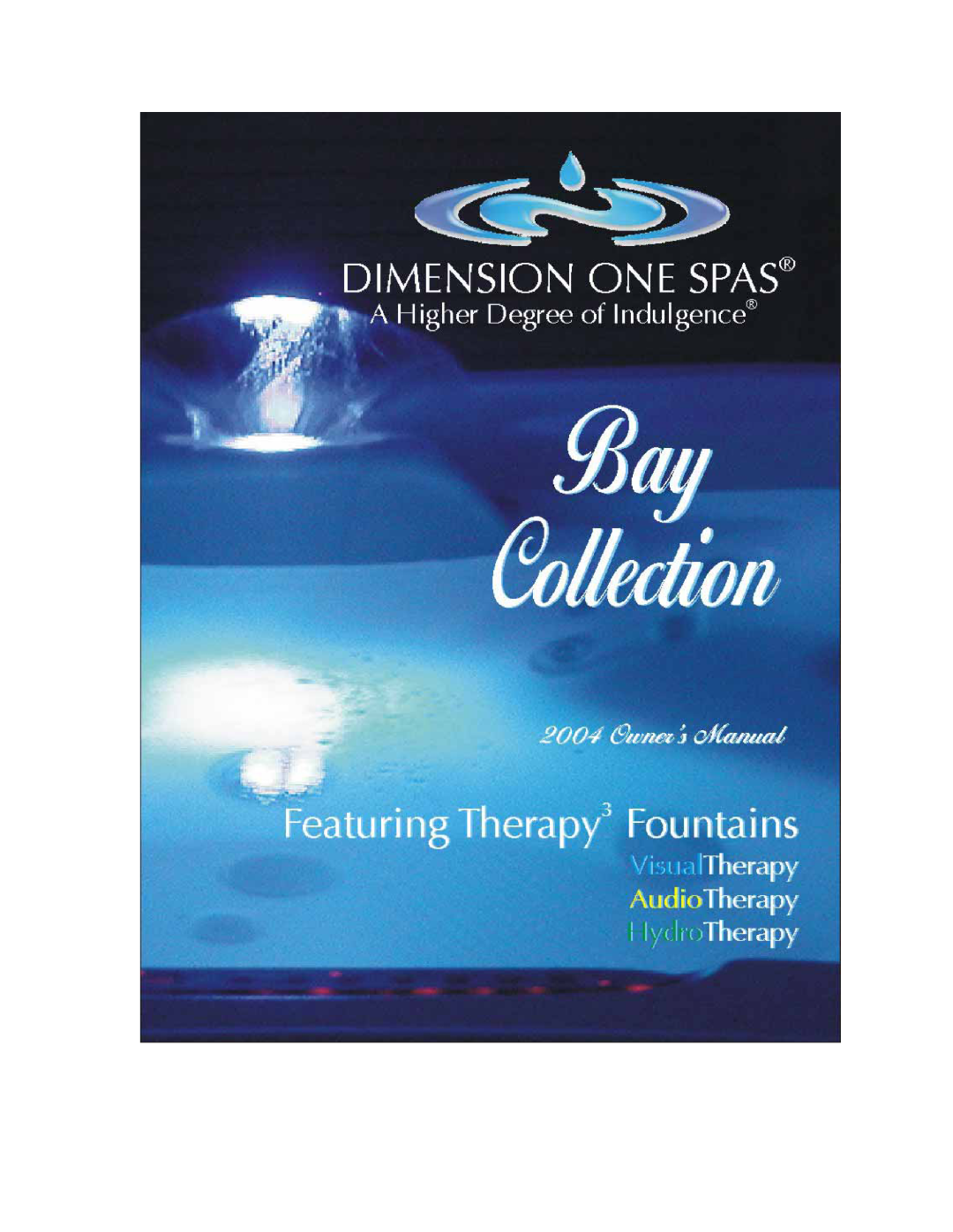 Dimension One Spas Bay Collection manual 
