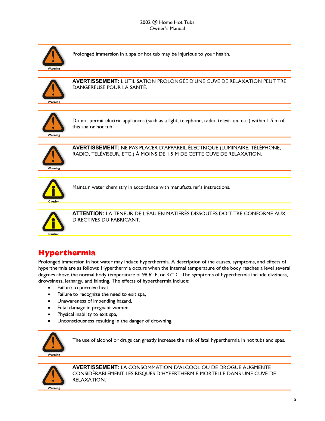 Dimension One Spas Cove, Dream HP manual Hyperthermia 