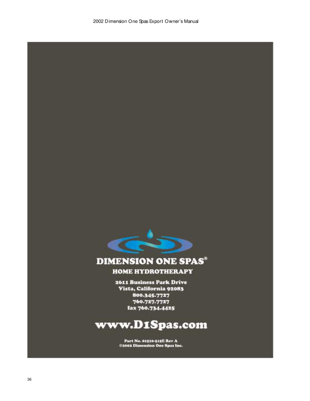 Dimension One Spas Dynamic Massage Sequencer manual 