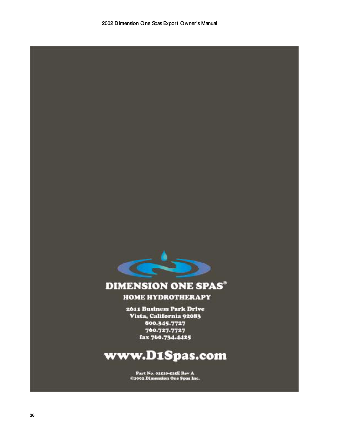 Dimension One Spas Dynamic Massage Sequencer manual 