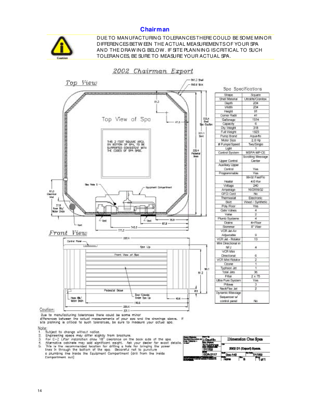 Dimension One Spas Home Hot Tubs manual Chairman 