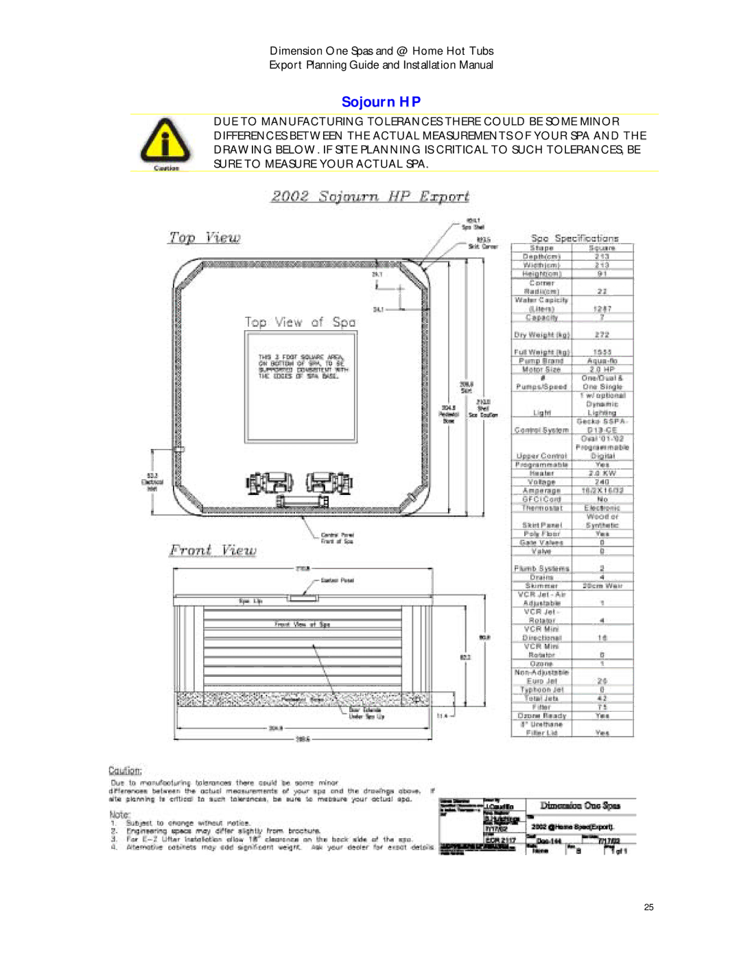 Dimension One Spas Home Hot Tubs manual Sojourn HP 