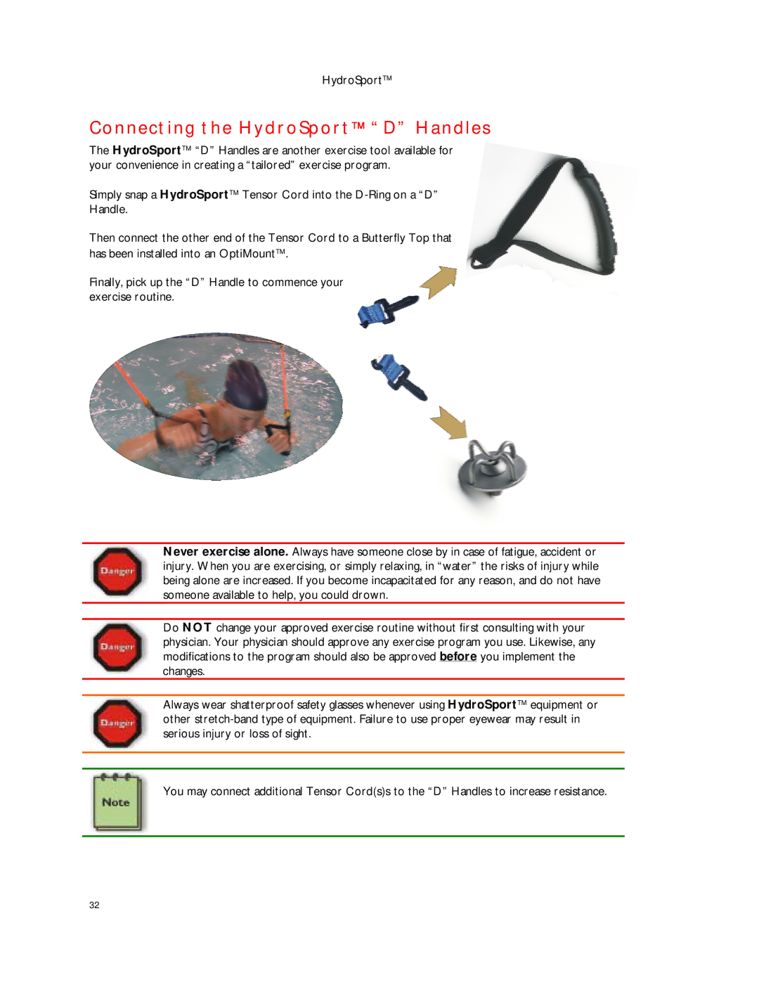 Dimension One Spas HYDRO SPORT manual Connecting the HydroSport D Handles 