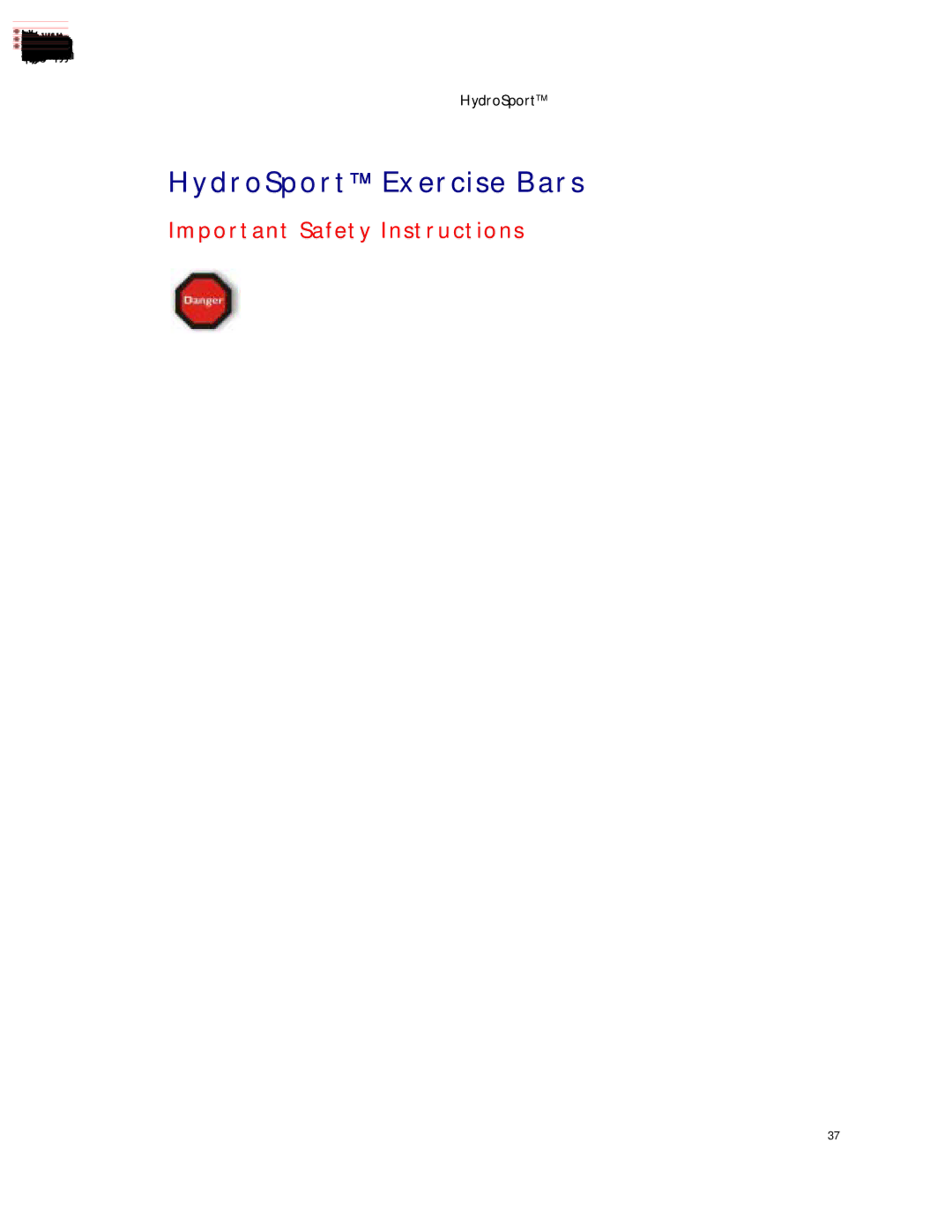 Dimension One Spas HYDRO SPORT manual HydroSport Exercise Bars 