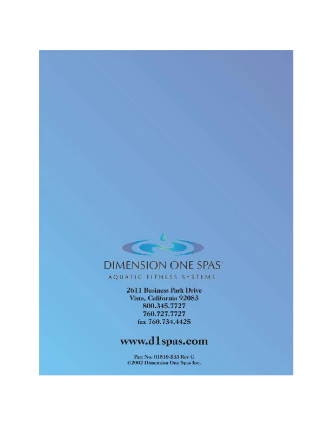 Dimension One Spas HYDRO SPORT manual 