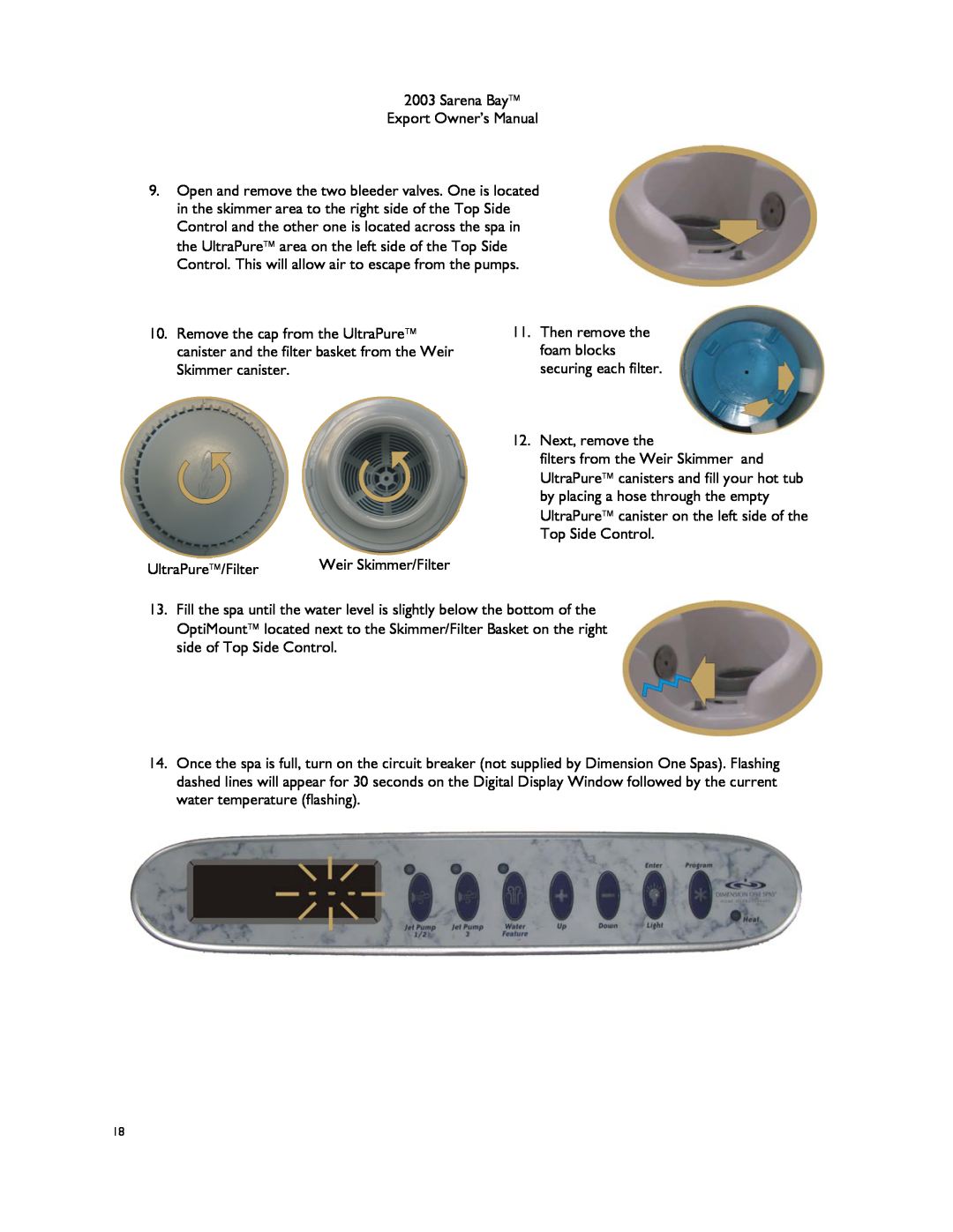 Dimension One Spas Sarena Bay manual Weir Skimmer/Filter 