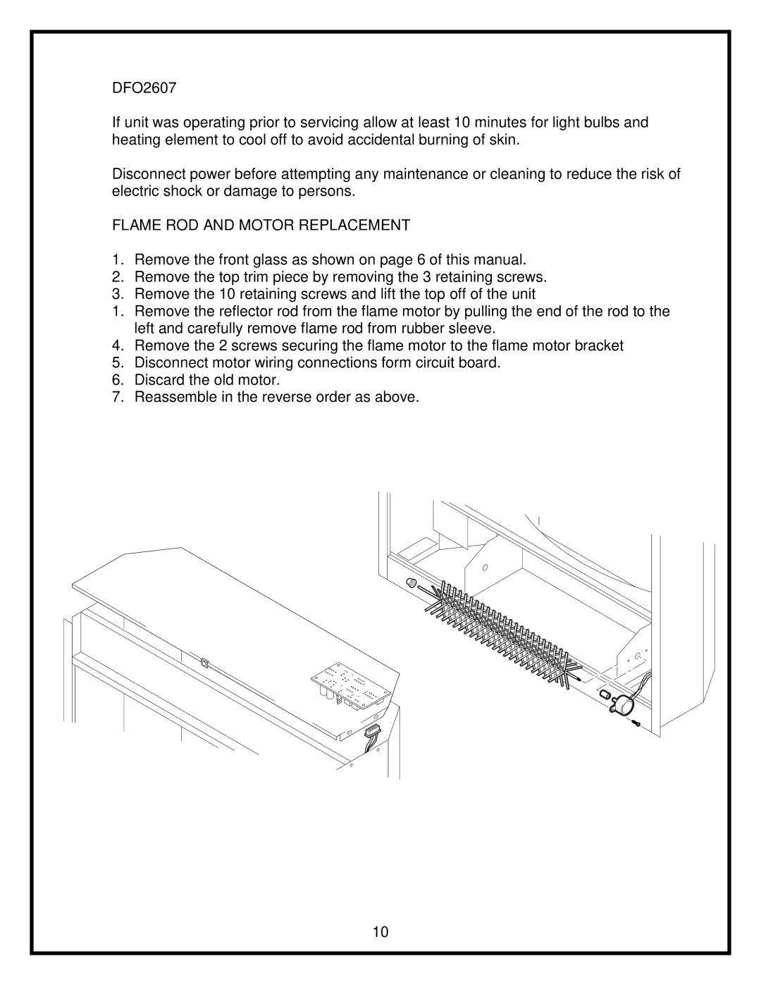 Dimplex 26 service manual Flame ROD and Motor Replacement 