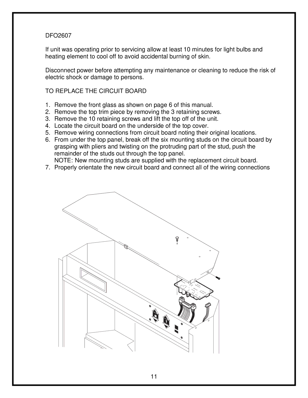 Dimplex 26 service manual To Replace the Circuit Board 