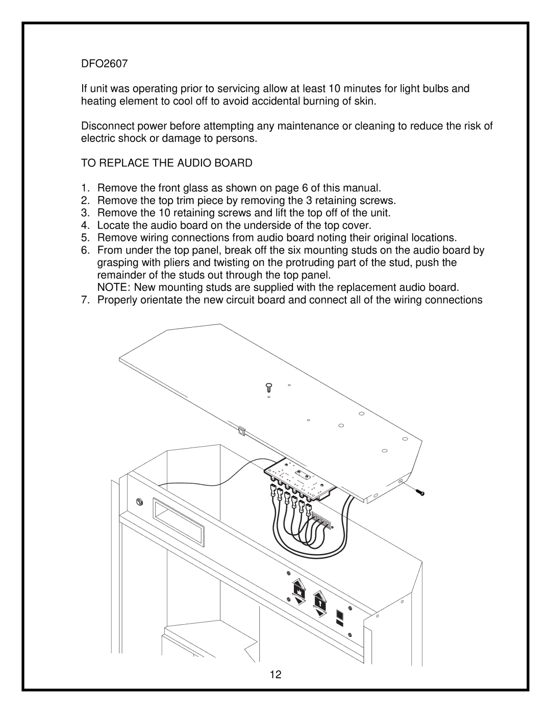 Dimplex 26 service manual To Replace the Audio Board 