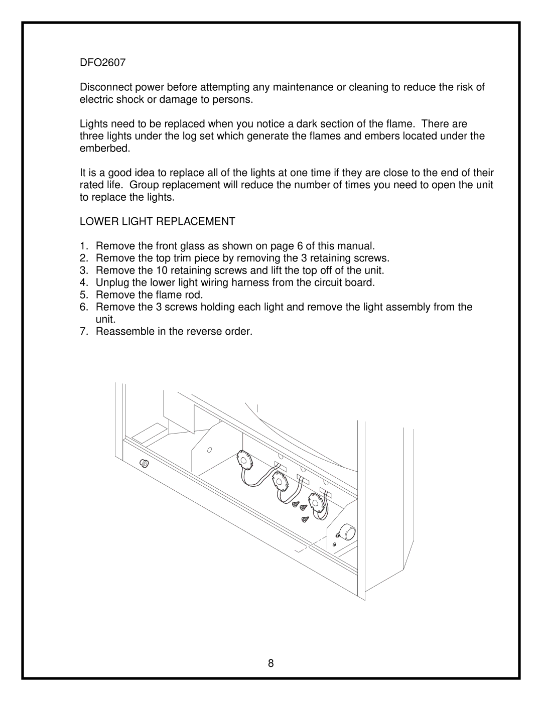 Dimplex 26 service manual Lower Light Replacement 