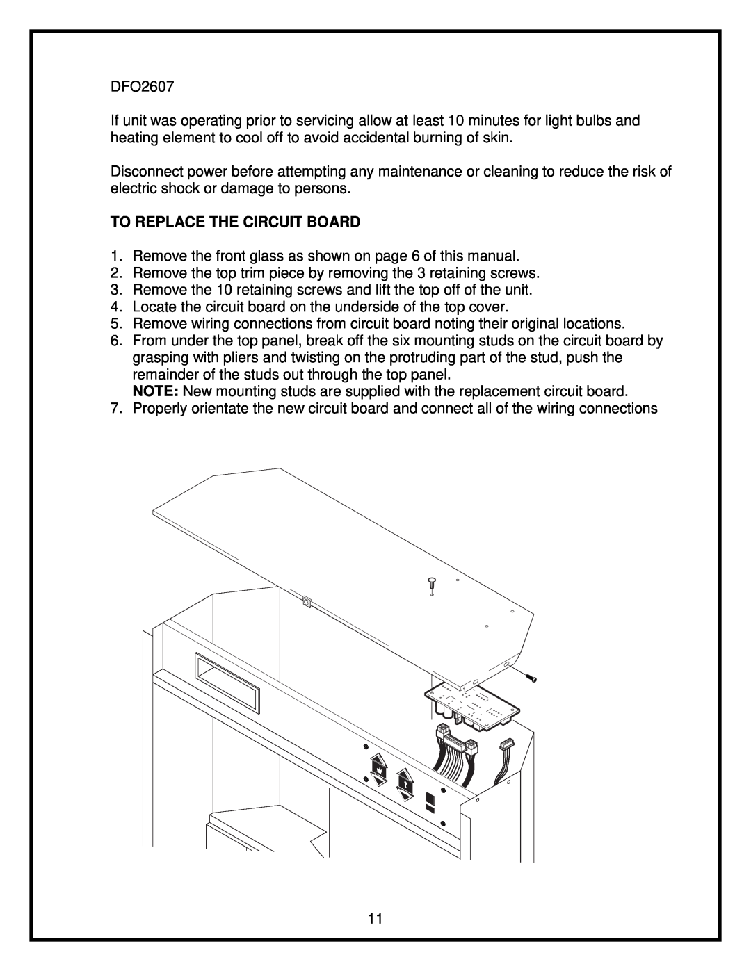 Dimplex 26 service manual To Replace The Circuit Board 