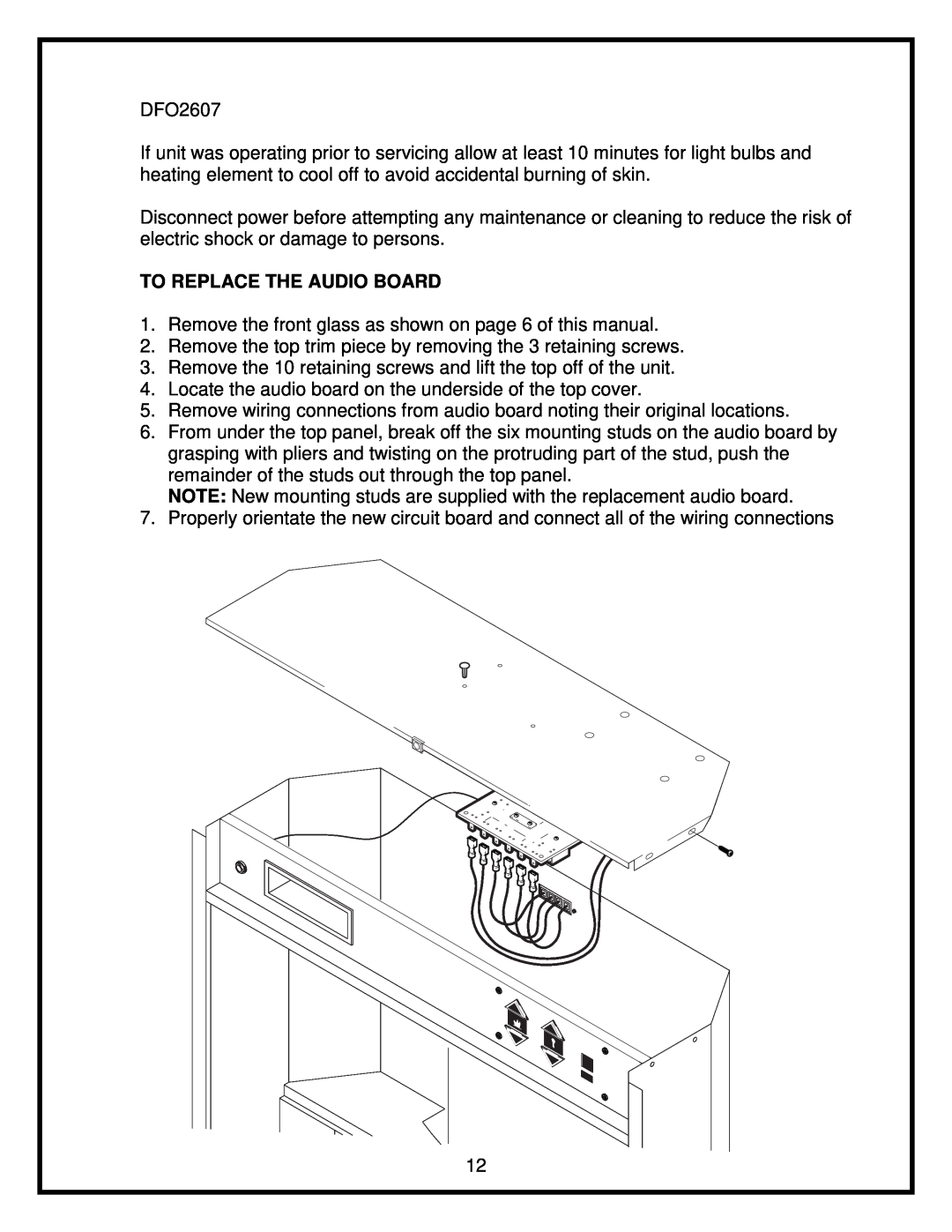 Dimplex 26 service manual To Replace The Audio Board 