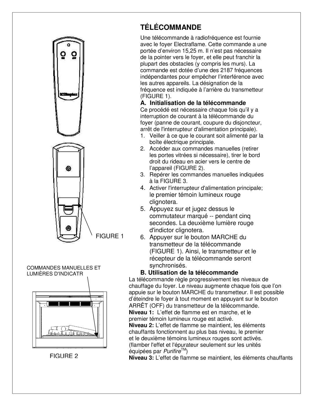 Dimplex 7206620100R02 manual Télécommande, Initialisation de la télécommande, Utilisation de la télécommande 