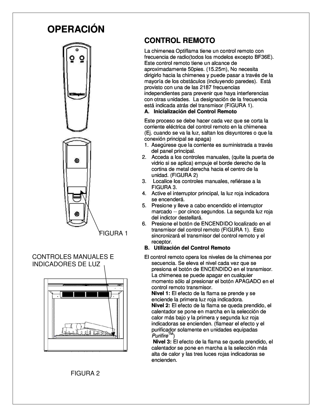 Dimplex 7206620100R02 manual Operación, A. Inicialización del Control Remoto, B. Utilización del Control Remoto 