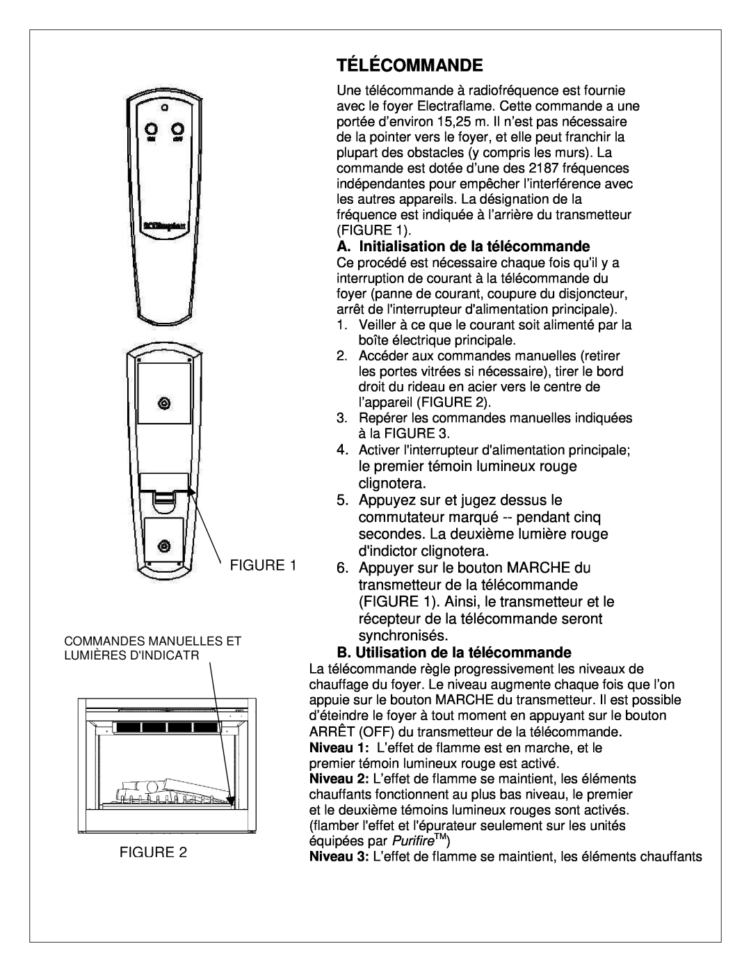 Dimplex 7206620100R02 manual Télécommande, A. Initialisation de la télécommande, B. Utilisation de la télécommande 