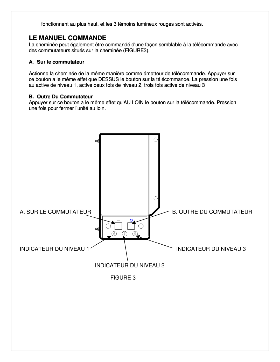 Dimplex 7206620100R02 manual Le Manuel Commande, A. Sur Le Commutateur Indicateur Du Niveau, A. Sur le commutateur 