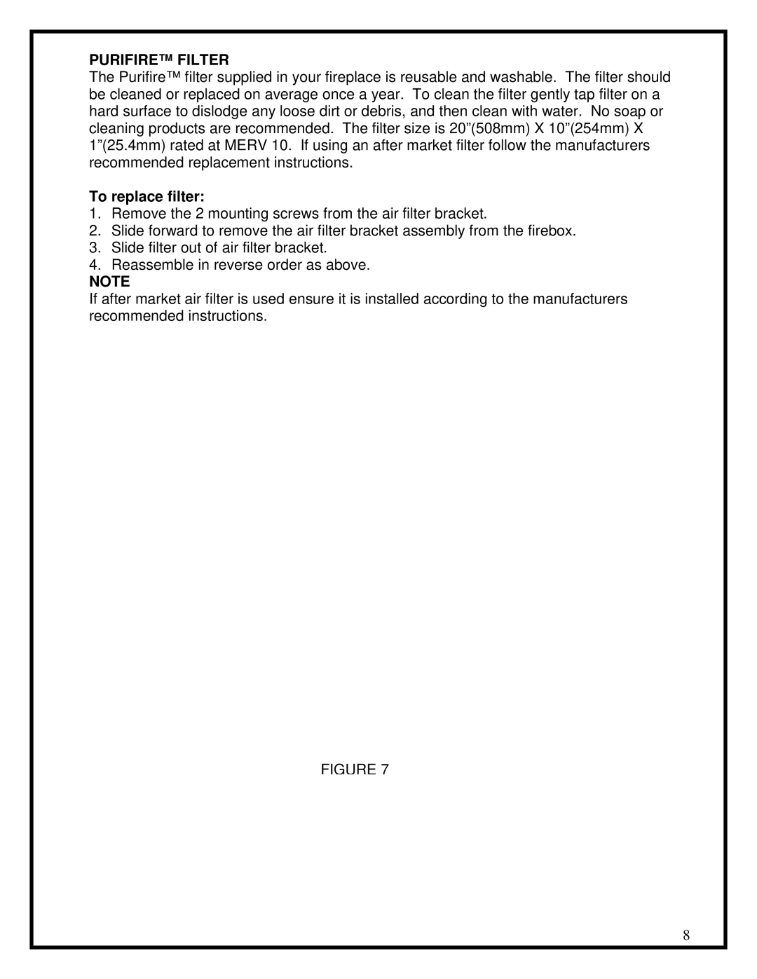Dimplex BF series manual Purifire Filter, To replace filter 