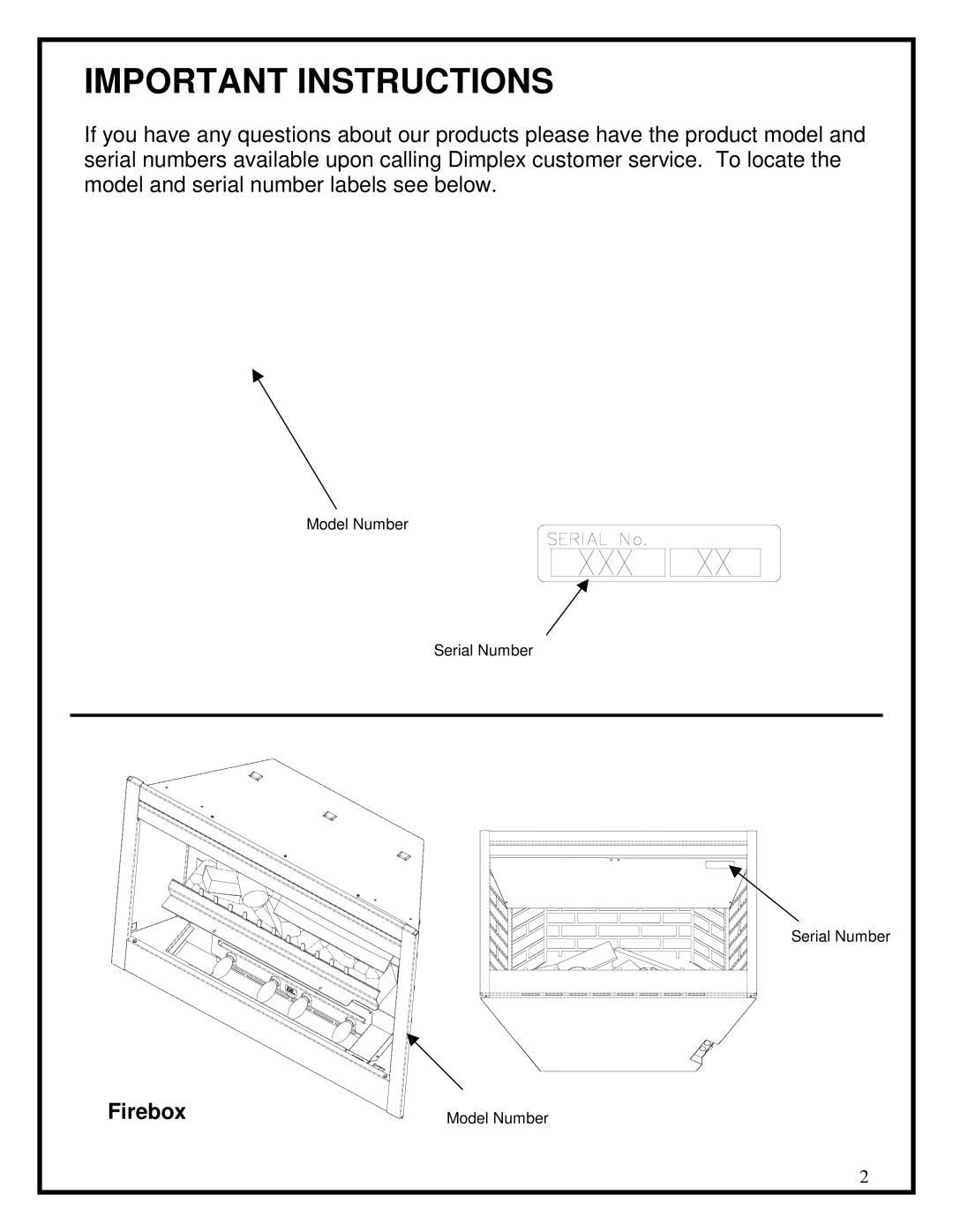 Dimplex BF series manual Important Instructions 