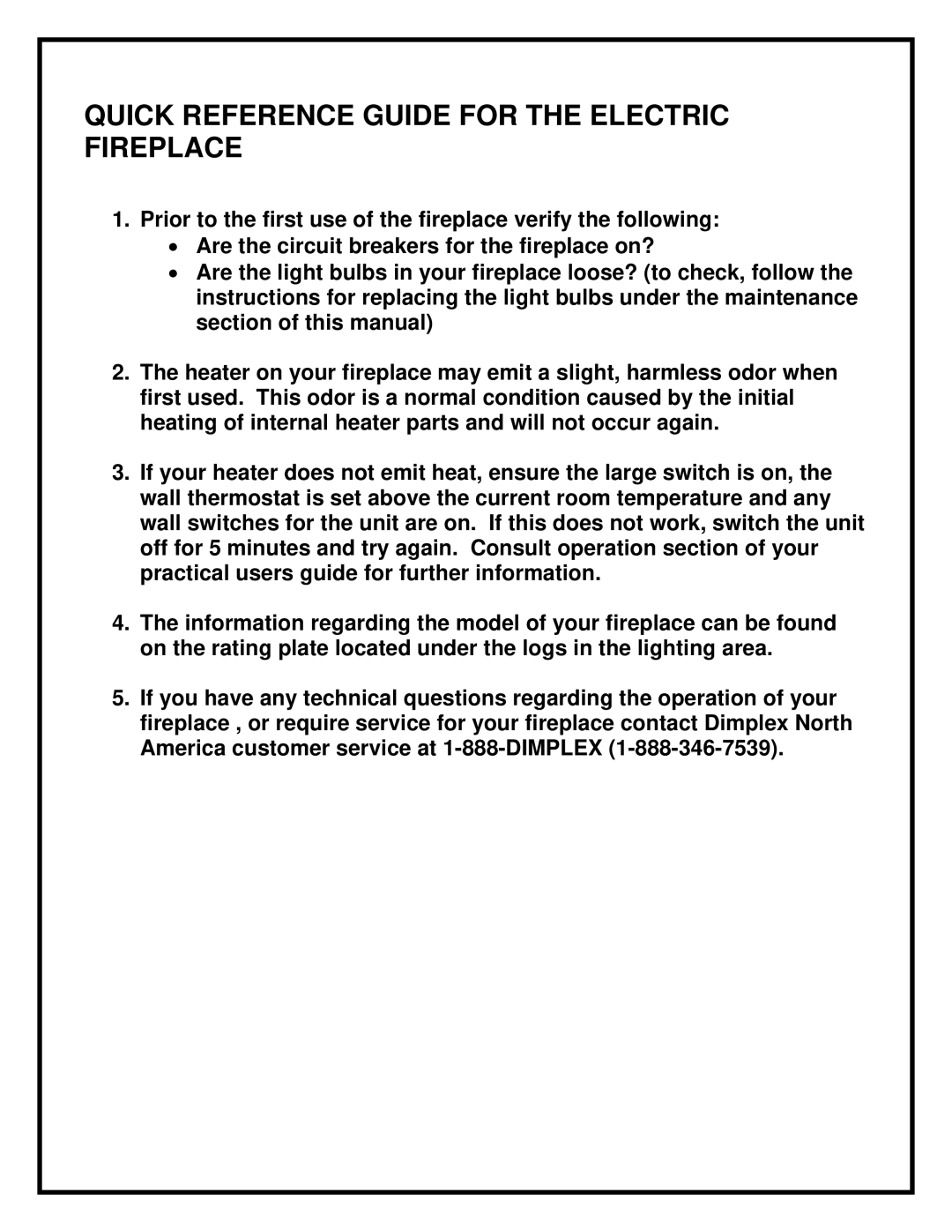 Dimplex BF39STP/DXP, BF33STP/DXP manual Quick Reference Guide for the Electric Fireplace 