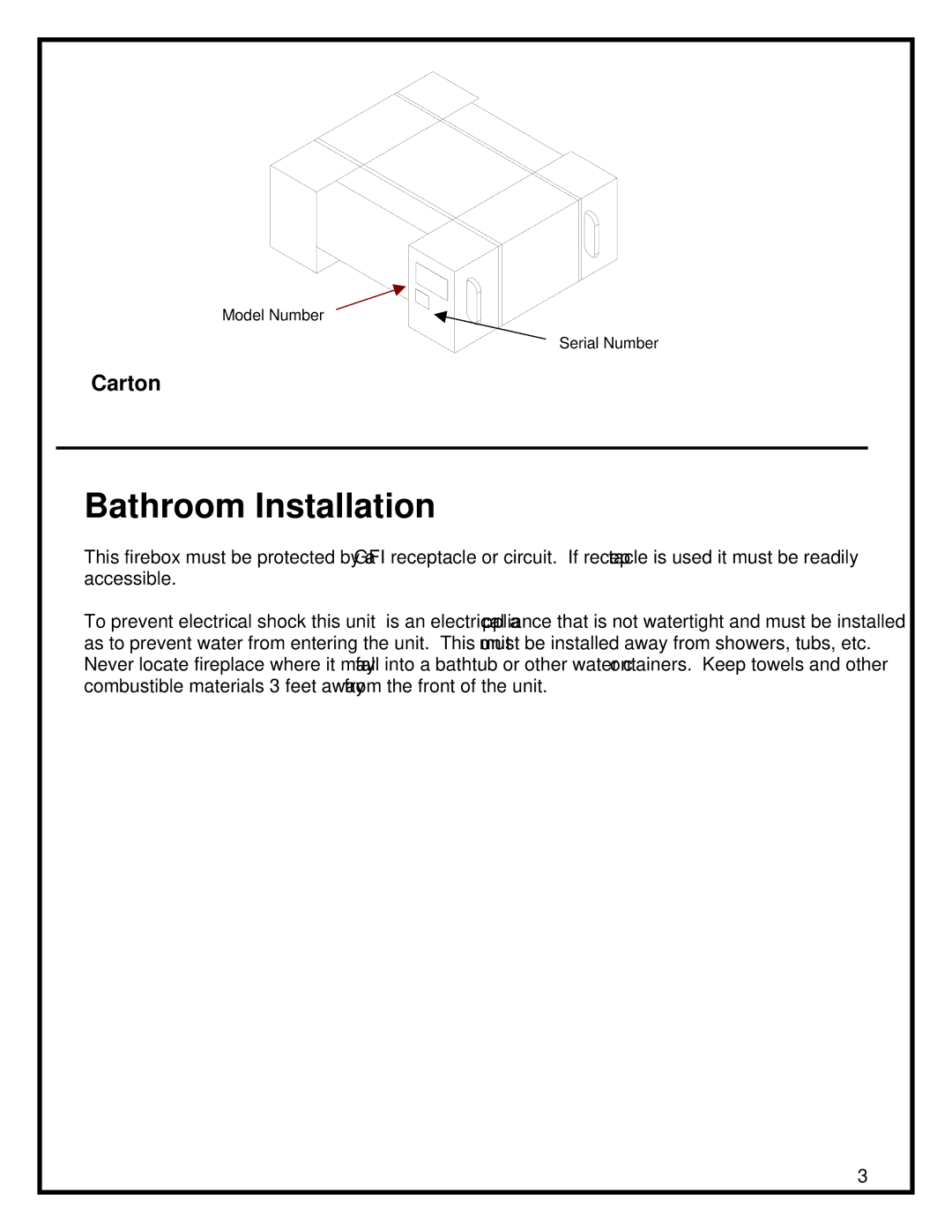 Dimplex BF39STP/DXP, BF33STP/DXP manual Bathroom Installation 