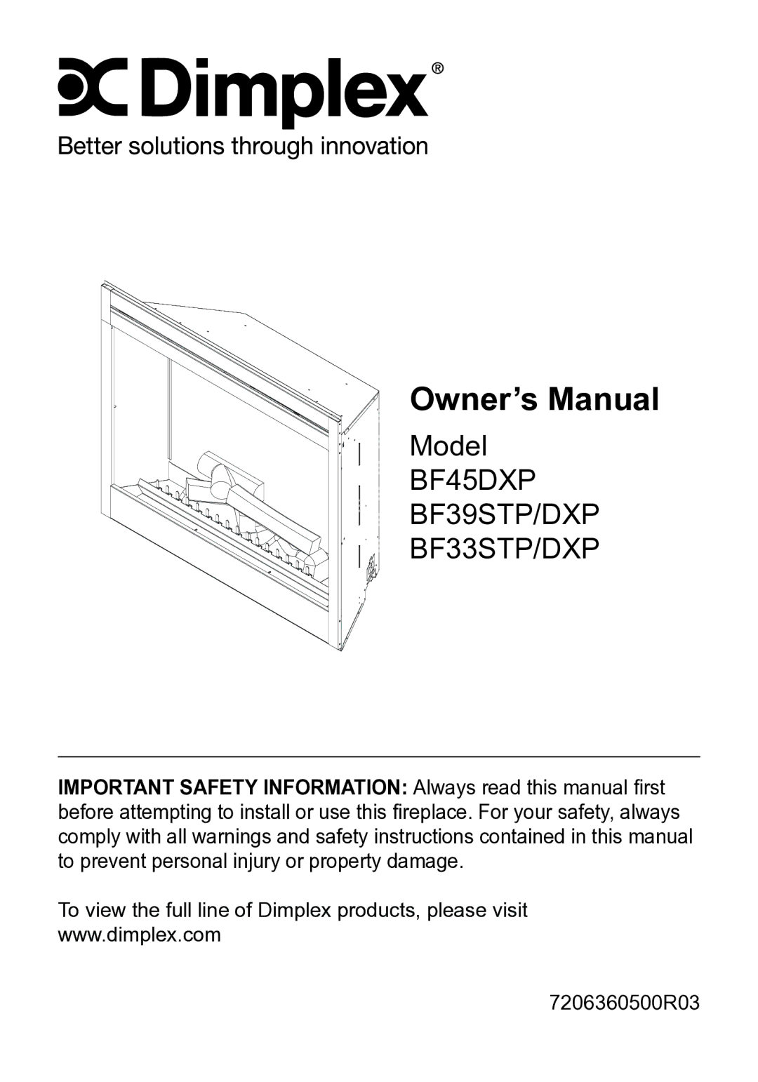 Dimplex owner manual BF45DXP BF39STP/DXP BF33STP/DXP 