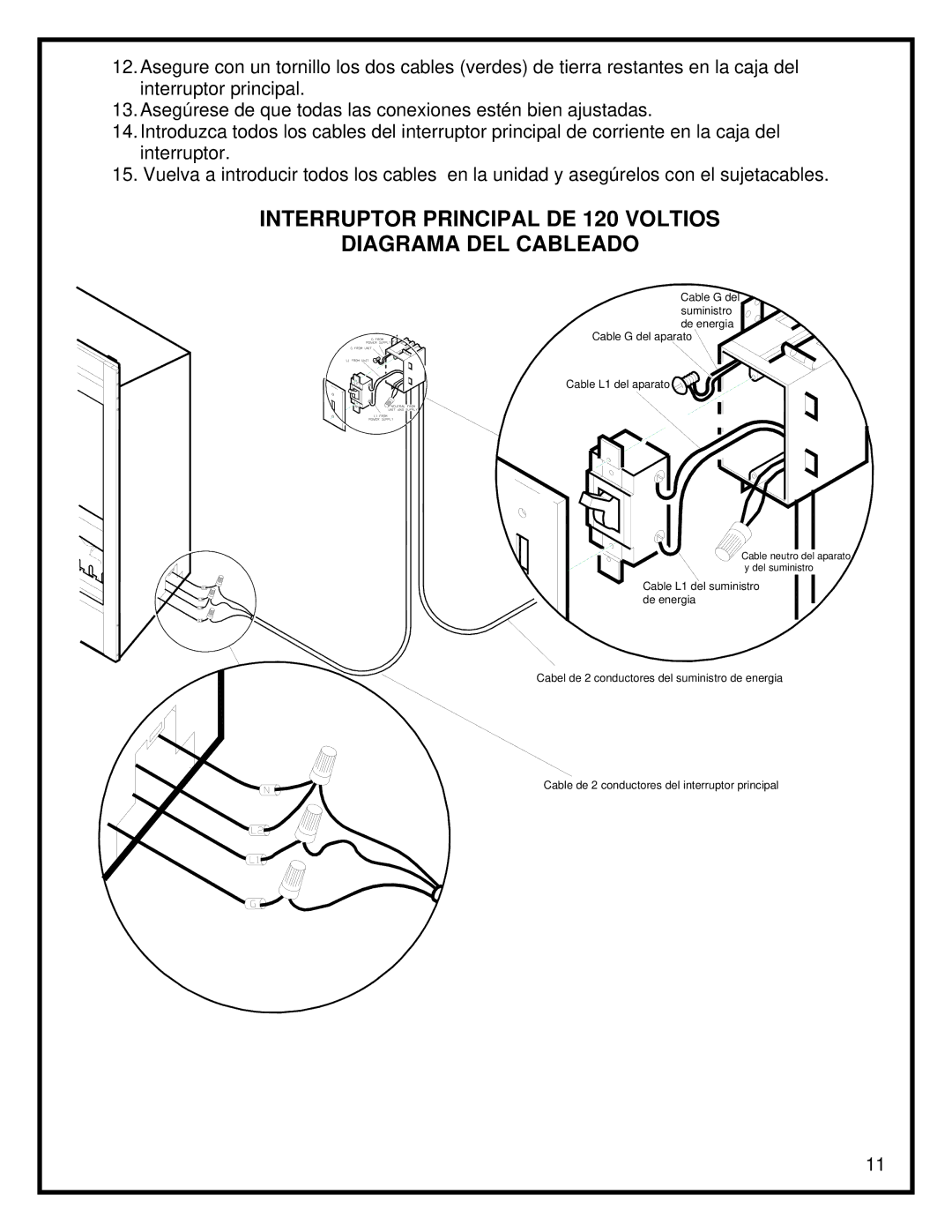 Dimplex BF45ST/DX manual Interruptor Principal DE 120 Voltios Diagrama DEL Cableado 