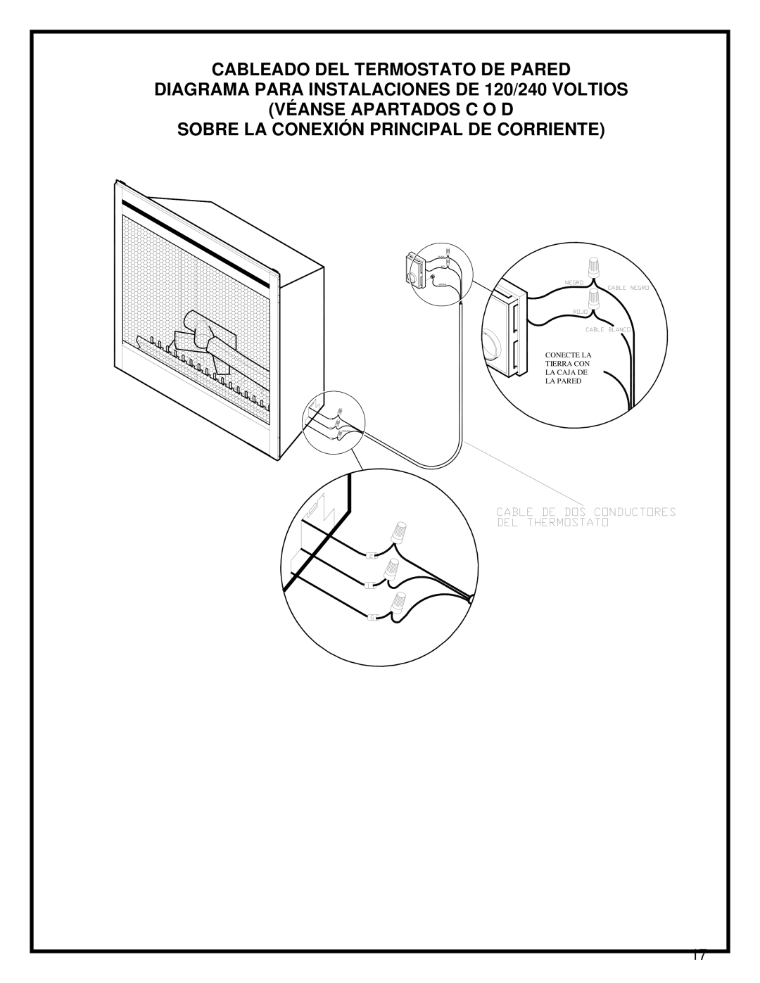 Dimplex BF45ST/DX manual Cableado DEL Termostato DE Pared 