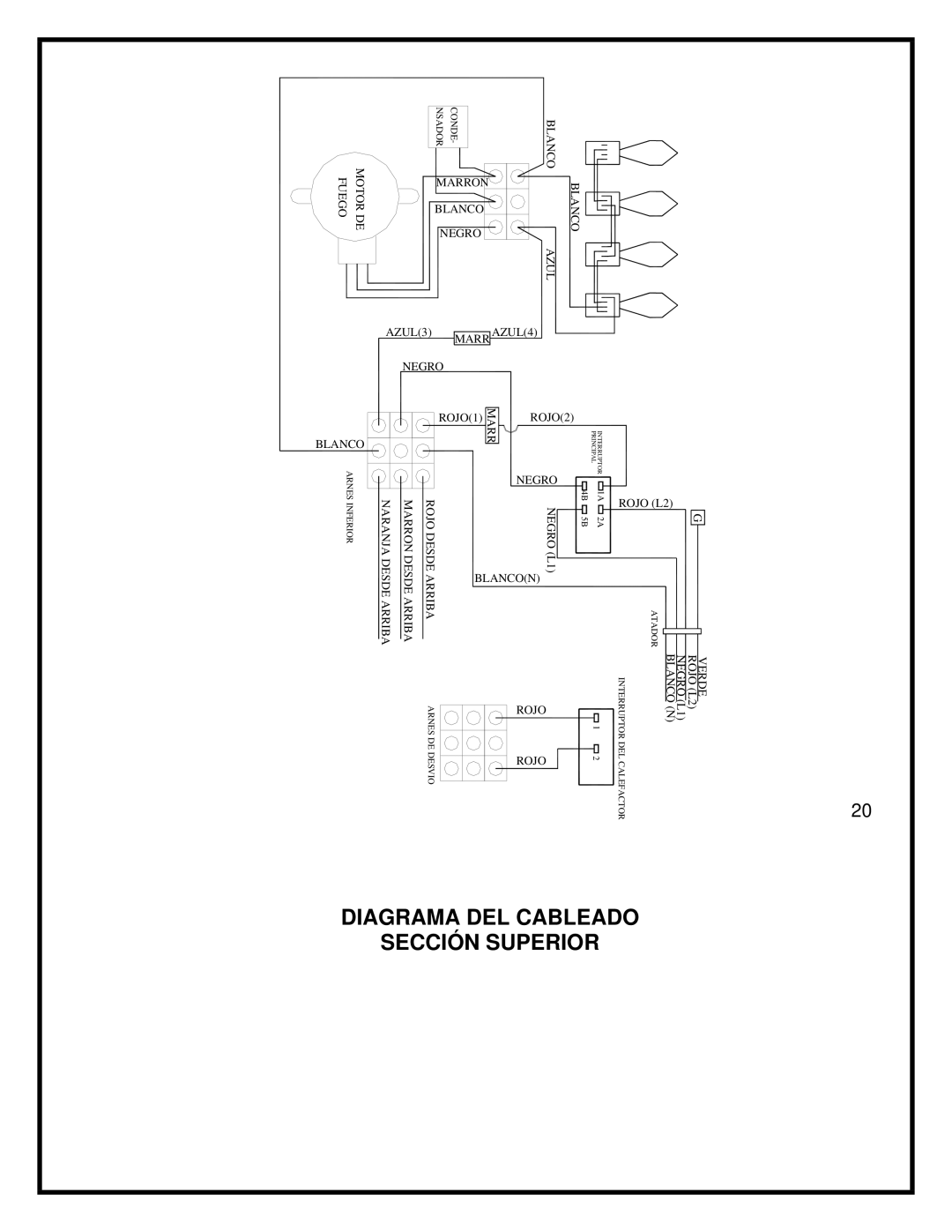 Dimplex BF45ST/DX manual Diagrama DEL Cableado Sección Superior, ROJO2 