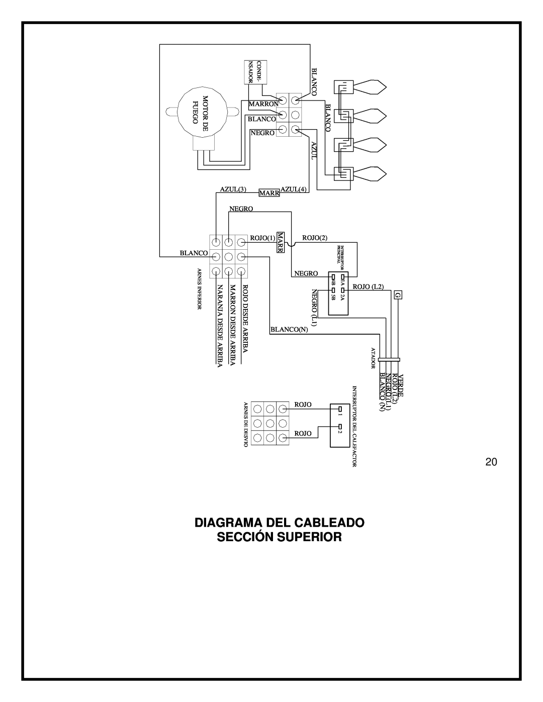 Dimplex BF45ST/DX manual Diagrama Del Cableado Sección Superior 