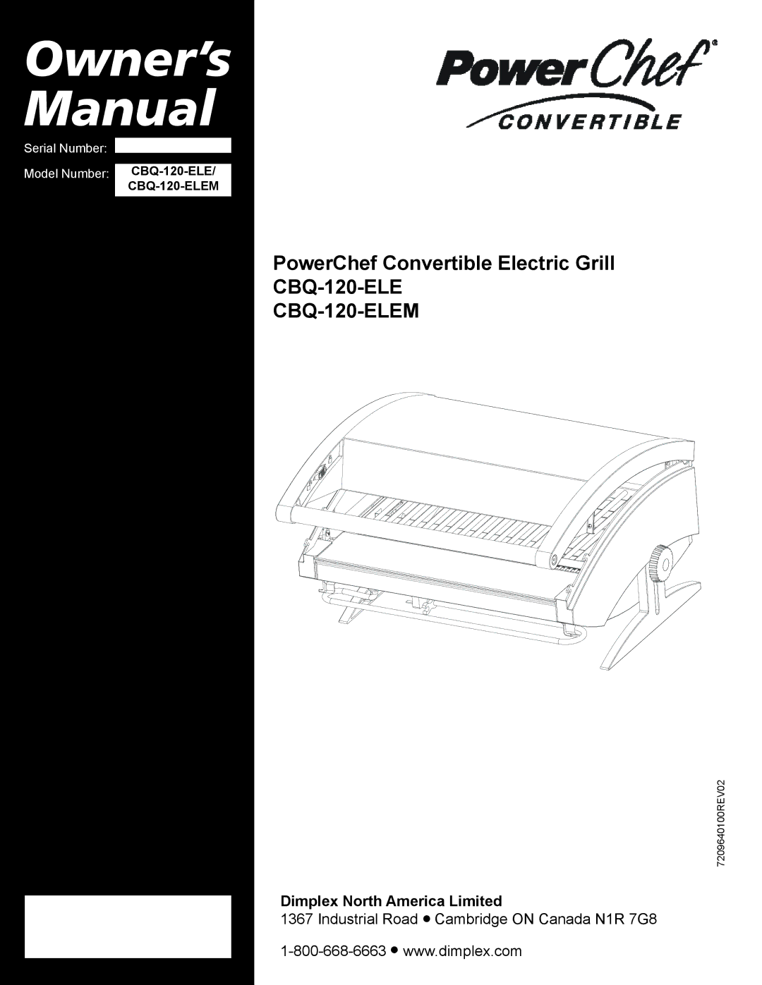 Dimplex CBQ-120-ELEM owner manual Owner’s Manual, Dimplex North America Limited 